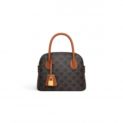 CELINE TEEN HONORINE BAG IN TRIOMPHE CANVAS AND CALFSKIN 120682DNK.04LU (22.5*17*10cm)